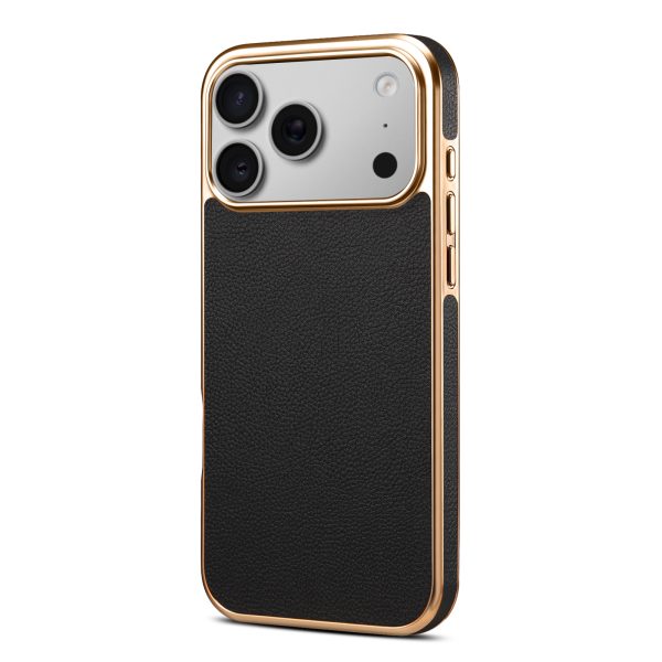 Genuine Leather Phone Case Top Grain Cowhide, Anti Fingerprint TPU Frame PC Backplate, Wireless Charging Compatible, 3 Colors