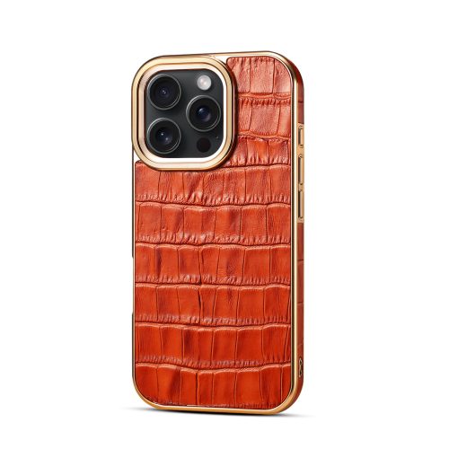 Luxury Top Grain Leather Phone Case for iPhone 16 15 14 13 12 Pro Max, Raised Camera Bezel, TPU Frame, OEM Custom