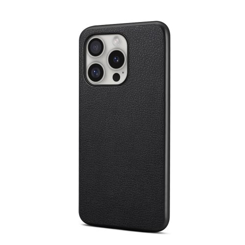 Luxury Togo Grain PU Leather Case for iPhone 12 13 14 15 16 Pro Pro Max, Matte Black TPU Frame, Wireless Charging, Wholesale