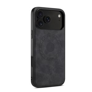 Magnetic PU Leather Phone Case for iPhone 17/18 - Matte Black (N52)