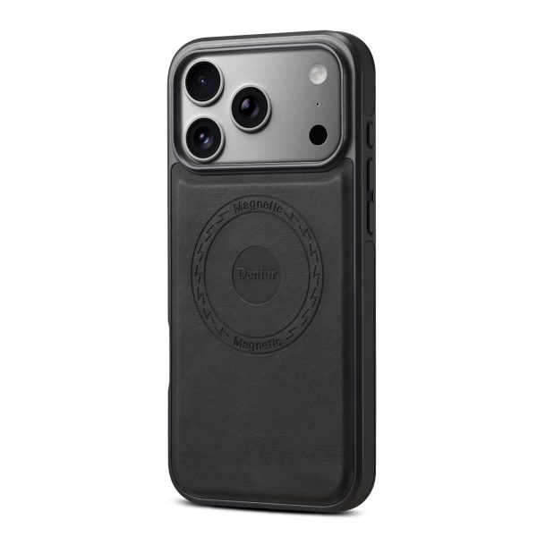 PU Skin Feel Phone Case N52 Magnetic Wireless Charging, Matte Black TPU PC Frame, Side Leather Wrap, Wholesale