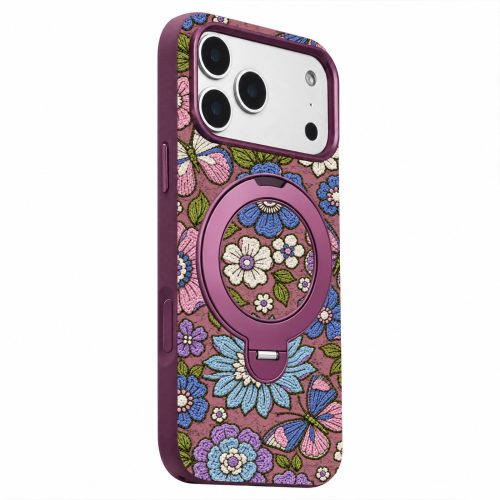 Cork Phone Case with Imported Folk Style Print Metal Camera Frame AI Camera Button N52 Magnetic Wireless Charging
