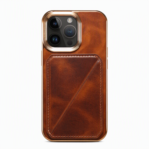 Luxury Genuine Oil Wax Cowhide Leather Phone Case for iPhone 16 15 14 13 12 Pro Max Hidden Dual Card Slot Kickstand Holder Cover