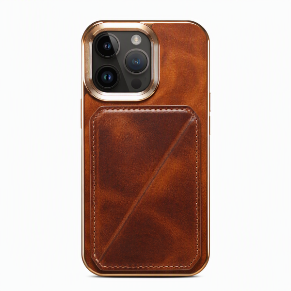 Luxury Genuine Oil Wax Cowhide Leather Phone Case for iPhone 16 15 14 13 12 Pro Max Hidden Dual Card Slot Kickstand Holder Cover