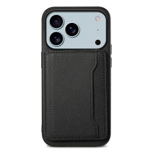 PU Leather Wallet Case with 4 Card Slots & Kickstand - Matte Black (OEM)