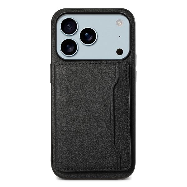 PU Leather Wallet Case with 4 Card Slots & Kickstand - Matte Black (OEM)