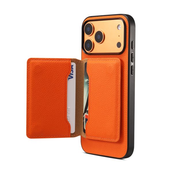PU Togo Texture Phone Case with Matte TPU Frame PC Back Panel Wireless Charging Magnetic Card Wallet iPhone 17-18