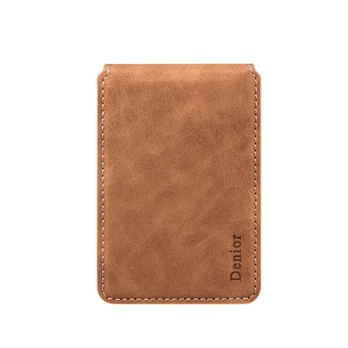 PU Faux Leather Vintage Texture Phone Card Holder with N52 Strong Magnetic Attachment RFID Blocking 3 Card Capacity