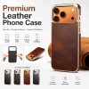 calowv51_00 Genuine Leather Phone Case - Top Grain Oil Wax, TPU Frame & PC Backplate (4 Colors)