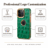 calowv52_04 Genuine Leather Phone Case for iPhone 12-16 - Brown Cowhide, Gold Frame