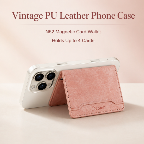 calowv55_01 PU Leather Wallet Case with 4 Card Slots & Kickstand - Matte Black (OEM)