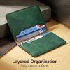 calowv55_03 PU Leather Wallet Case with 4 Card Slots & Kickstand - Matte Black (OEM)