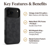 Magnetic PU Leather Phone Case for iPhone 17/18 - Matte Black (N52)
