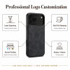 Magnetic PU Leather Phone Case for iPhone 17/18 - Matte Black (N52)