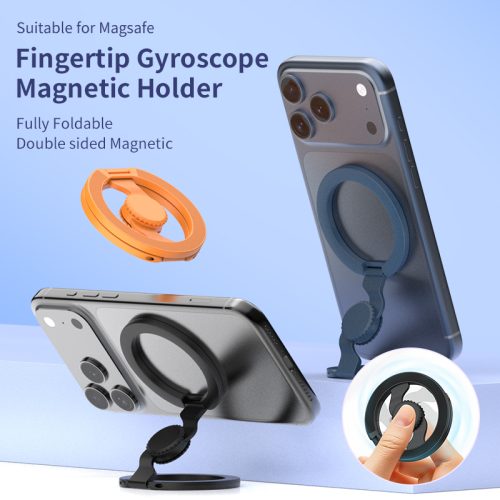 Magnetic Phone Holder Fingertip Gyroscope Design Foldable Dual Axis Stable Stand for Smartphone