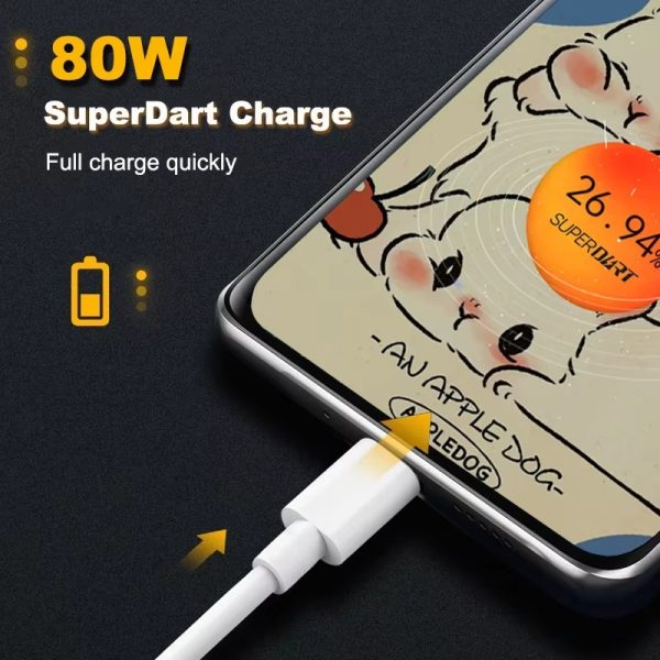 80W USB Type C Charging Cable Braided Fast Charger Cord Super Dart Data Sync Wire Durable for Smartphones Tablets