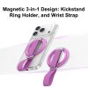 N52 Magnet Phone Grip Ring Holder Foldable Kickstand Wrist Strap 60g Lightweight for Smartphone Daily Carry