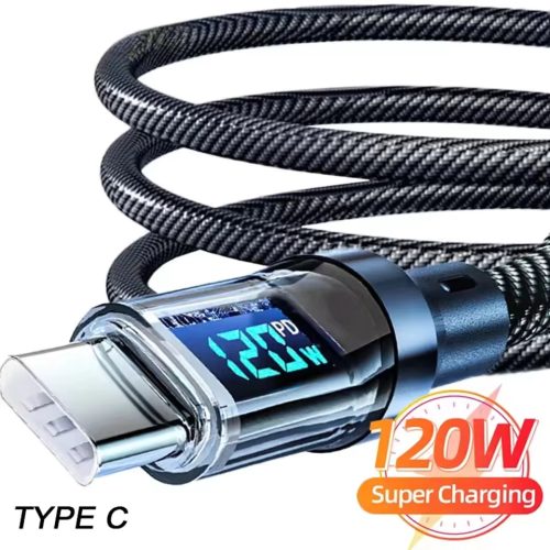 120W Fast Charge USB Type C Cable LED Power Display for Redmi Android Phones