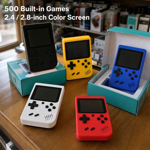 Retro Handheld Game Console 500 Built-in Games 2.4 Inch or 2.8 Inch Color Screen 2 Player TV Output Rechargeable Player