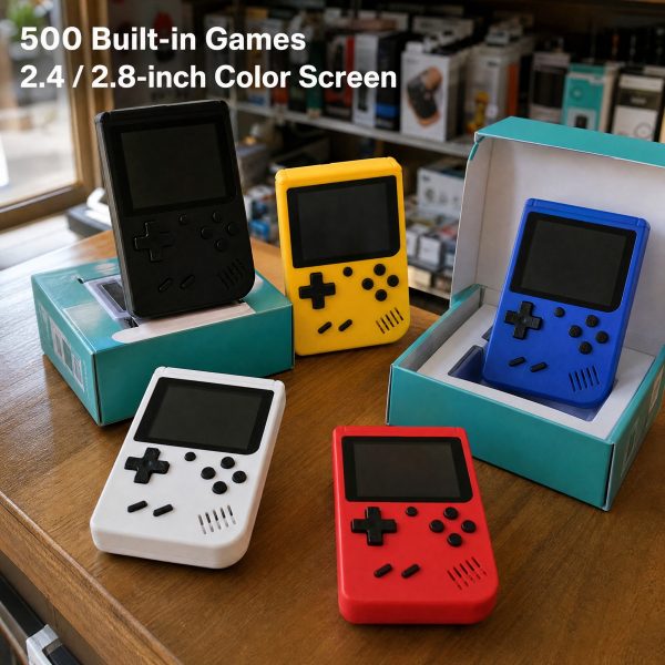 Retro Handheld Game Console 500 Built-in Games 2.4 Inch or 2.8 Inch Color Screen 2 Player TV Output Rechargeable Player