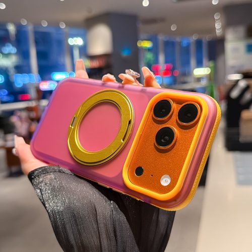 H5b780b2ad48f4c09a3ae32232b7578e4d.jpg Shockproof 360 Rotating Stand Magnetic Case for iPhone 13-18 Series, Skin-friendly Translucent Matte Hybrid Protective Case
