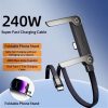 240W USB Type C Fast Charging Data Cable Phone Stand for Mobile Phones Tablets Gaming Devices