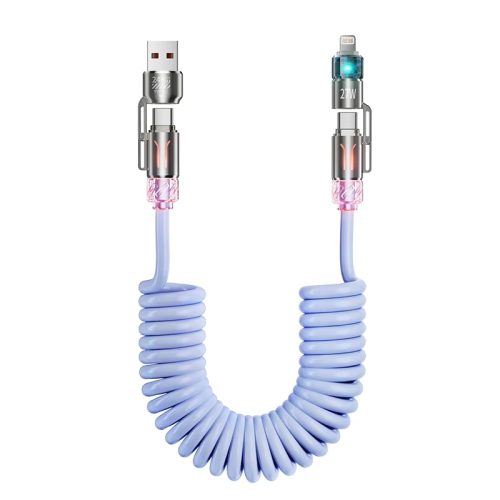 240W Spring Car Charging Cable 4 in 1 USB a Type C Multi Connector Fast Charge Data Cord With Aromatherapy Function