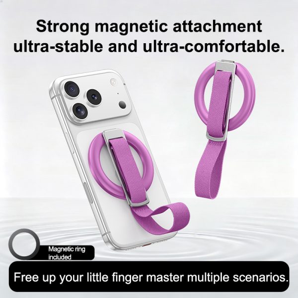 N52 Magnet Phone Grip Ring Holder Foldable Kickstand Wrist Strap 60g Lightweight for Smartphone Daily Carry