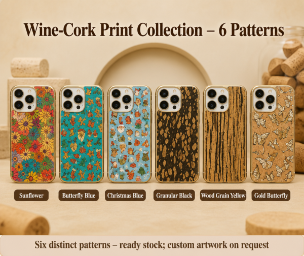H80c58e8fc1f7495f9e60ab9bc25182aei Artful Butterfly Artwork Cork Back Cover for Apple iPhone 12-16 Wireless Charging Ready Daily Carry Use