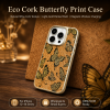 H94c99b22ae51448fab9a13a473727470O Artful Butterfly Artwork Cork Back Cover for Apple iPhone 12-16 Wireless Charging Ready Daily Carry Use