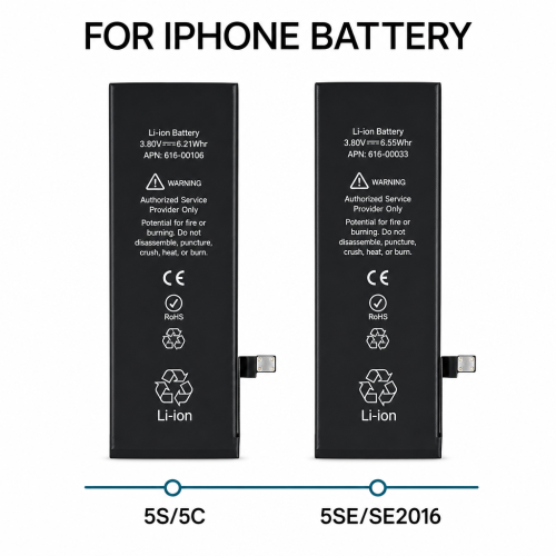 0-Cycle Li-ion Replacement Battery Smart IC Fast Charging for Phone 4 to 16 Pro Series