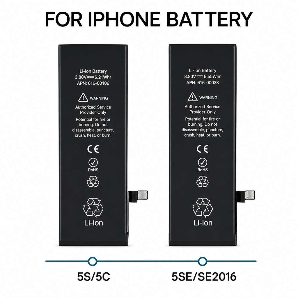 0-Cycle Li-ion Replacement Battery Smart IC Fast Charging for Phone 4 to 16 Pro Series
