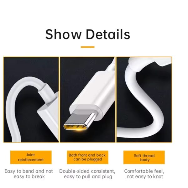 65W USB Type C Fast Charging Cable Braided TPE for C35 6 7 8i 8 9 Pro GT 2 Neo A94 5G Reno4 Z