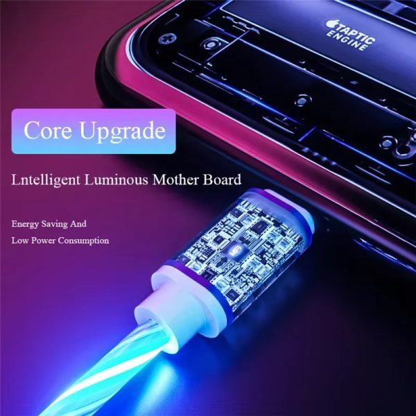 3 in 1 LED Phone Charger Cable TPE USB Type C Micro USB Glowing Charging Cord for Smartphone Tablet