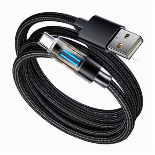 100W PD Fast Charging Cable USB C to USB C Data Cord With LED Indicator Braided Jacket for Lap Phone Tablet