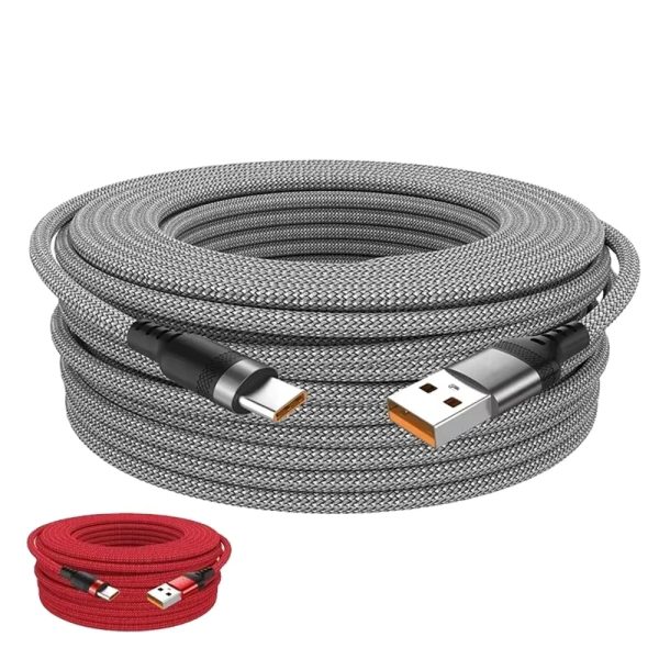 USB Type C Fast Charging Cable 8m Extended Length Nylon Braided Data Cord Durable Shielding Compatible Android Devices
