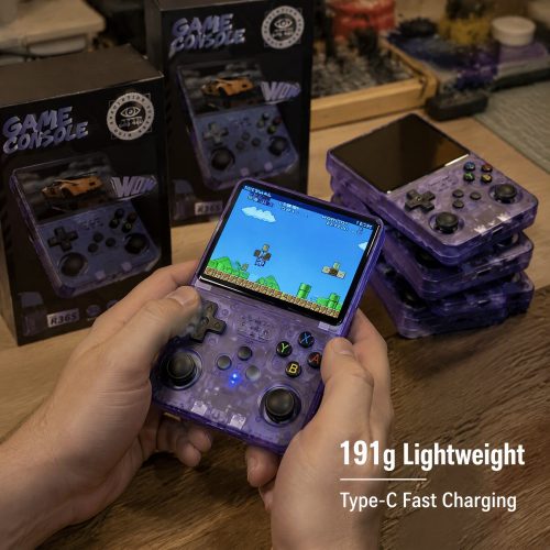 R36S Open Source Handheld Game Console Purple Transparent ARKOS RK3326 640X480 Retro Arcade RPG Player