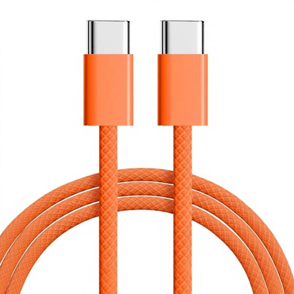 Orange Braided Fast Charging Cable Data Cord for iPhone 15 16 17 Pro Max Durable Weaving Mobile Phone Lead