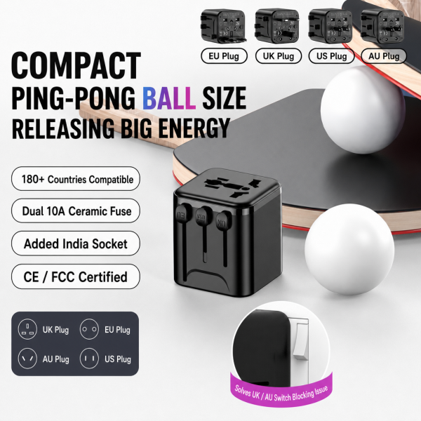 Mini Multi-function Travel Adapter Plug/socket Conversion Global Universal No USB Indian-style Plug 2500W Heavy Duty 10A Flame