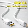 80W USB Type C Charging Cable Braided Fast Charger Cord Super Dart Data Sync Wire Durable for Smartphones Tablets