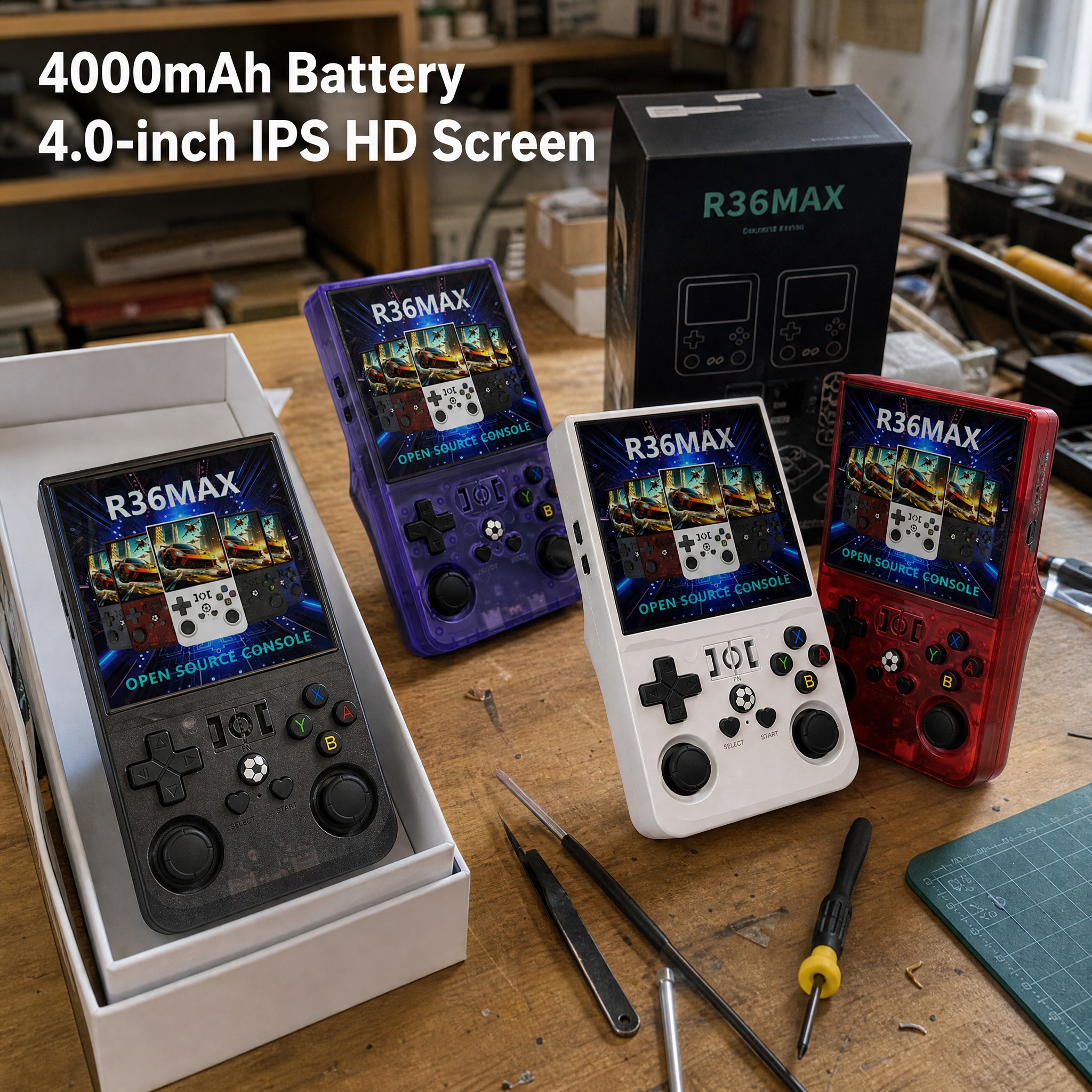 Retro Handheld Game Console 4.0 Inch Full-Laminated IPS 15000+ Games 4000mAh Battery Portable Game Player 8/16/32-Bit Games