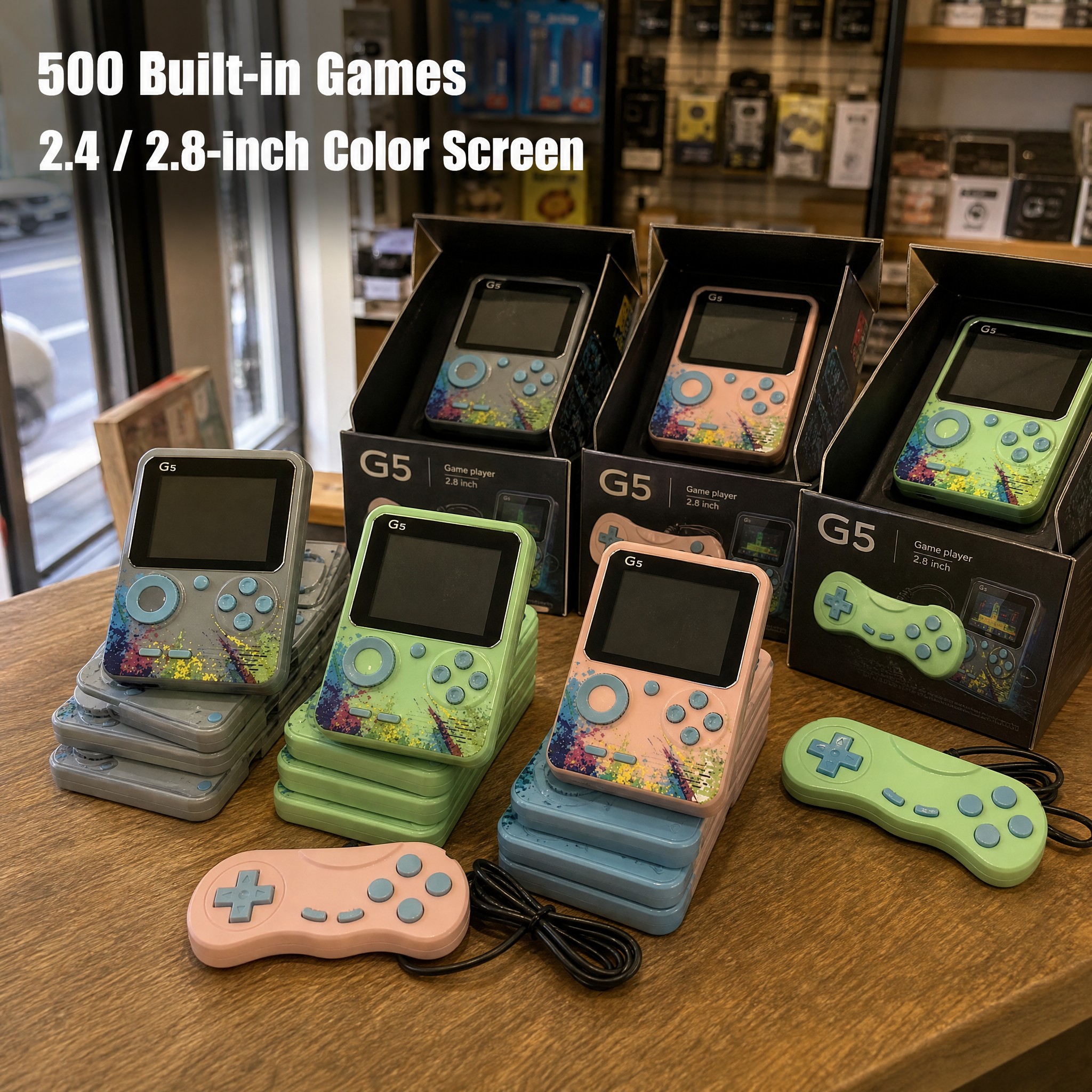 Mini Retro Game Console 2.4 2.8 Inch Screen 500 Classic Games 2 Player Handheld Game Player with TV AV Output Portable Gift OEM
