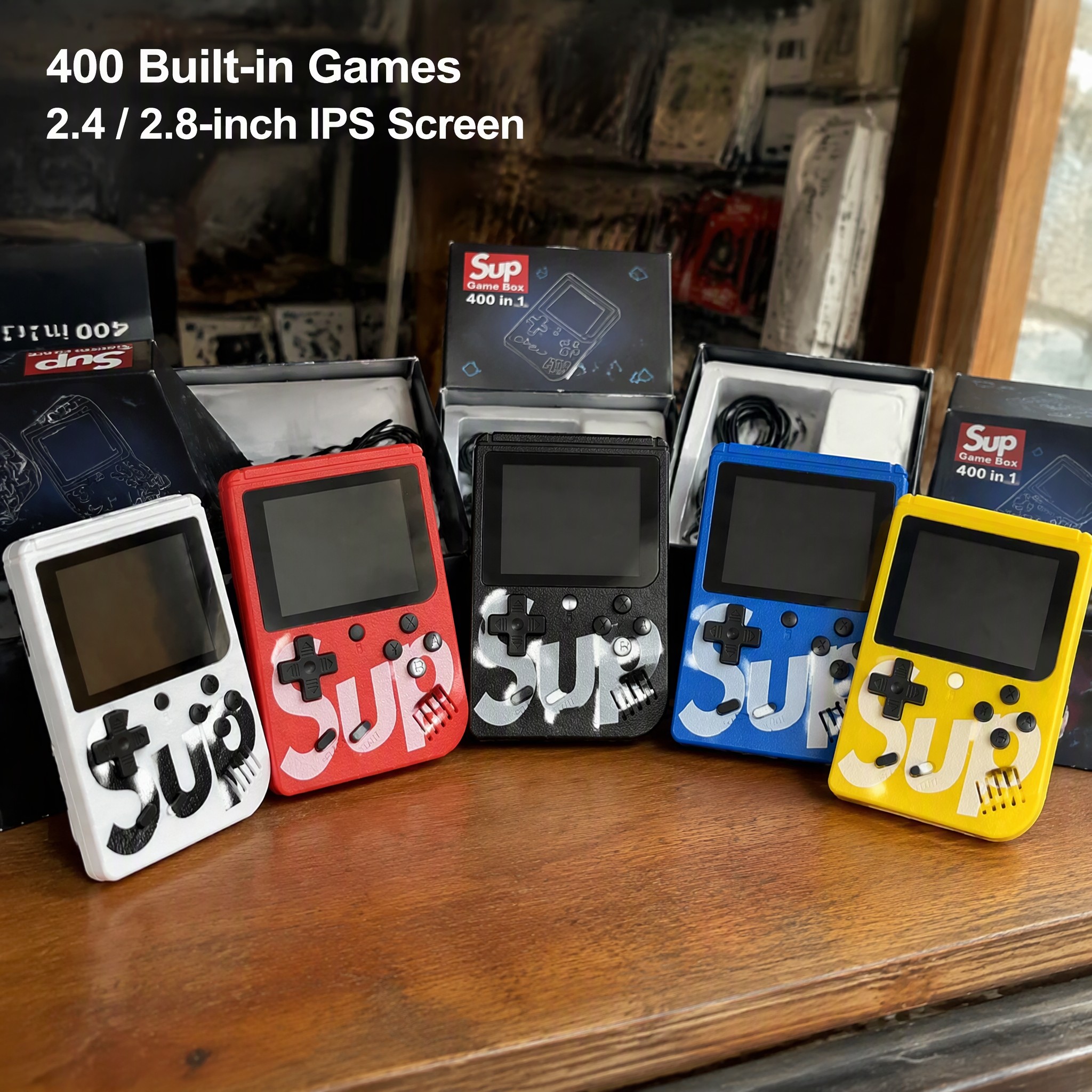 Portable Retro Handheld Game Console 2.4 2.8 Inch 500 Games 2 Player TV Output Game Player with Controller Rechargeable Mini